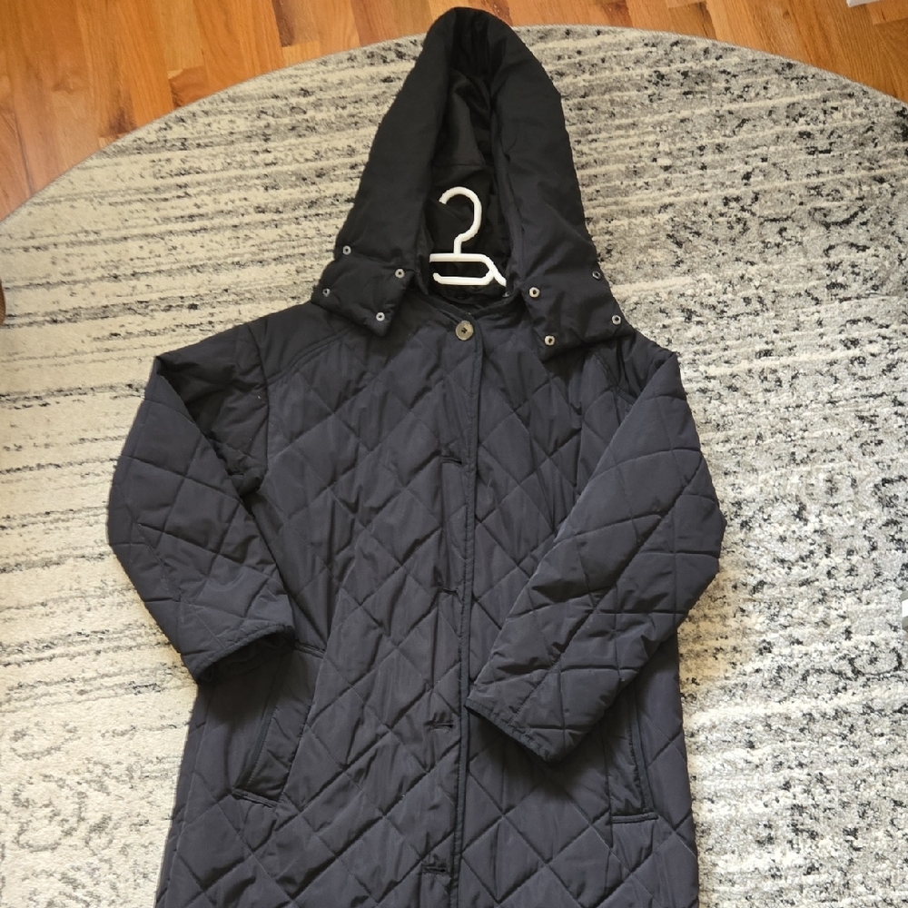 Zara Women's Black Quilted Hooded Coat